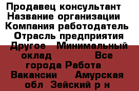 Продавец-консультант › Название организации ­ Компания-работодатель › Отрасль предприятия ­ Другое › Минимальный оклад ­ 15 000 - Все города Работа » Вакансии   . Амурская обл.,Зейский р-н